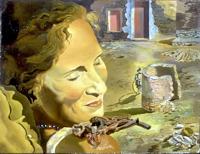 "Portrait de Gala avec deux c&ocirc;telettes d'agneau sur l'&eacute;paule" (1933), par Salvador Dal&iacute;