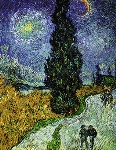 Route avec cypr&egrave;s et ciel &eacute;toil&eacute;, par Vincent van Gogh